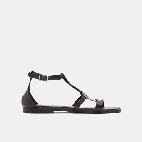 sandalias planas, Negro sandalias planas, Negro